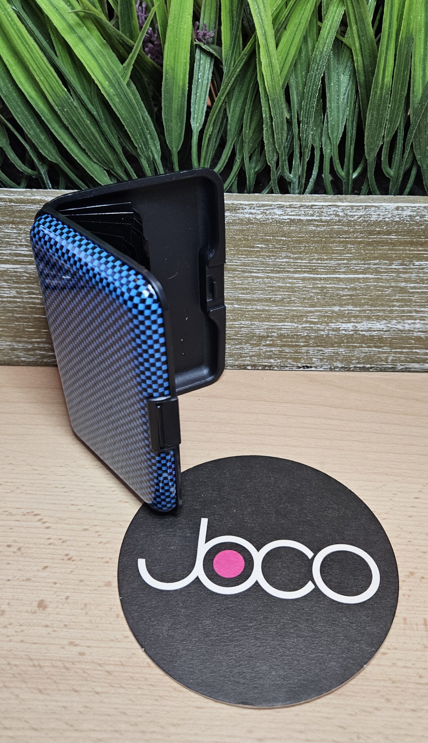 blue RIFD card holder