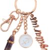 Sagittarius Keyring Rose Gold with Amethyst Crystal