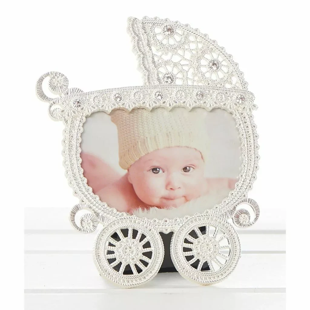 Baby Lace Pram Silver Photo Frame