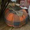 Orange Tartan Fabric Pumpkin – Handmade Autumn Decoration